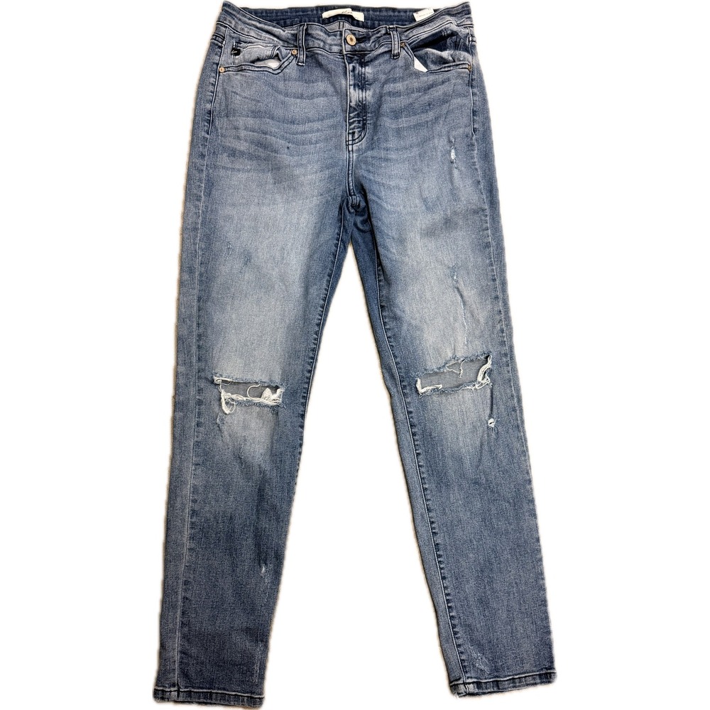 Kancan Womens High Rise Distressed Skinny Jeans Medium Wash Size 30 13 Denim